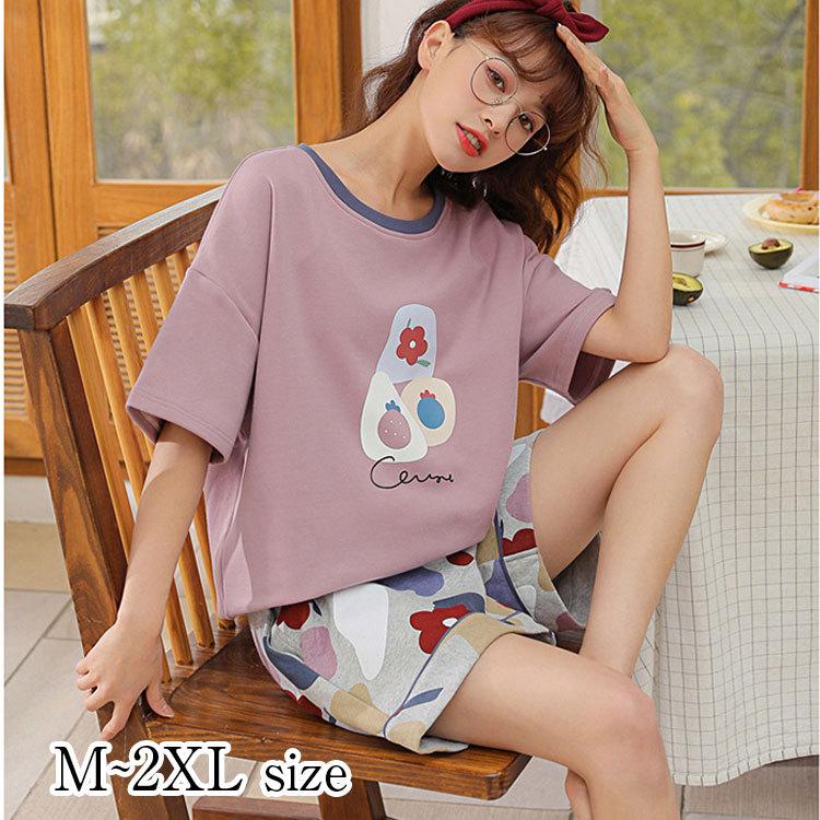 パジャマ レディース ルームウェア 春夏 綿 半袖 女性 セットアップ 可愛い 韓国風 寝巻き 部屋着 上下セット ゆったり 代 30代 40代 50代 ファッションイン 通販 Yahoo ショッピング