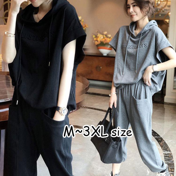 ニットセットアップ レディース 春夏 半袖 綿 韓国風 スウェットセット パーカーセット フード付き 2点セット ロングパンツ 運動着 部屋着 カジュアル ファッションイン 通販 Yahoo ショッピング