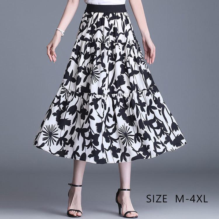 スカート 春夏 フレアスカート 40代 花柄 レディース Aラインスカート ロング丈 ハイウエスト 黒スカート ボトムス 美脚 大人 可愛い 韓国風 代 30代 ファッションイン 通販 Yahoo ショッピング