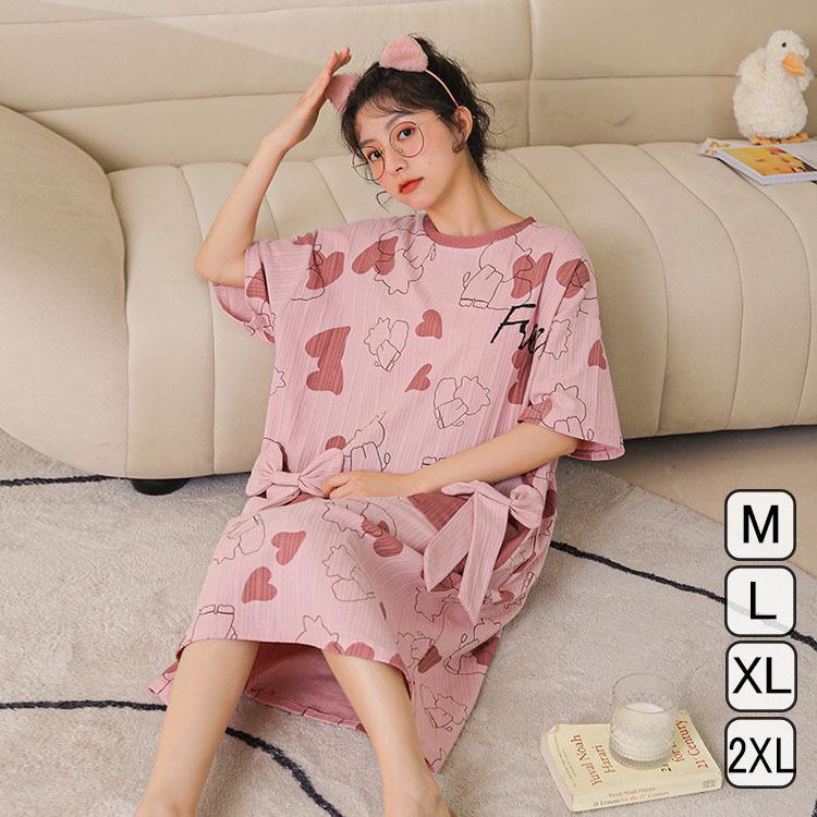 ルームウェア レディース 春夏 パジャマ ネグリジェ ワンピースタイプ 綿 半袖 女性 可愛い ロング 韓国風 寝巻き 部屋着 ゆったり ルーム ワンピース 大流行中