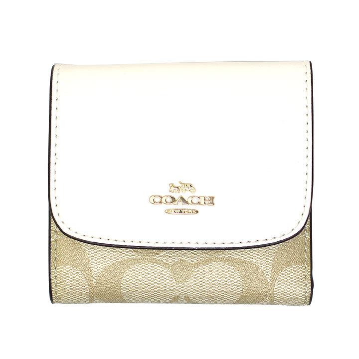 コーチ Coach 財布 三つ折り財布 レディース レザー 本革 折りたたみ財布 ミニ財布 シグネチャー ライトカーキ ホワイト バイカラー ロゴ ブランド 875 875imdqc ファッションラボ 通販 Yahoo ショッピング
