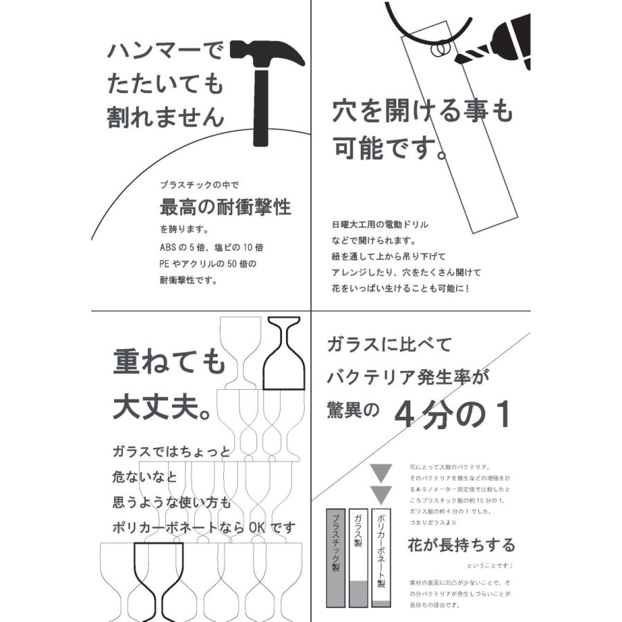 即納 割れないガラス PVグラス 花瓶 花びん かびん 花器 シンプル インテリア おしゃれ 北欧 和風 クリア 透明 フラワーベース 安全 耐衝撃 6.5xH18 ホワイエ｜fashion-labo｜05