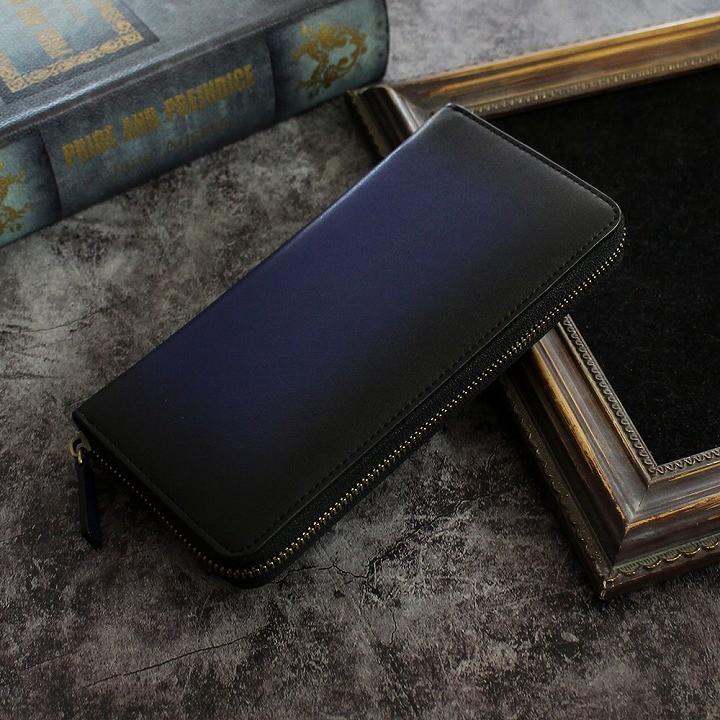 財布 長財布 メンズ レディース ラウンド レザー 本革 ネイビー 陰影 加工 Il 1 Il 1 Navy ファッションラボ 通販 Yahoo ショッピング