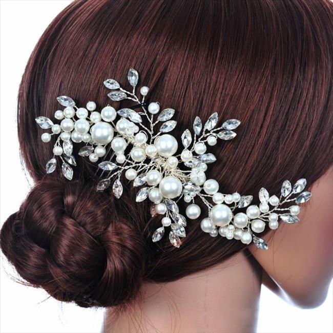 髪飾り 花 フラワー ホワイト パール クリスタル ヘアピン ヘア