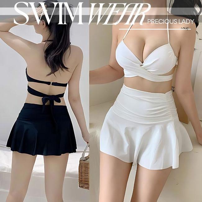 水着 レディース フレア スカート クロスラップ ホルターネック ビキニ