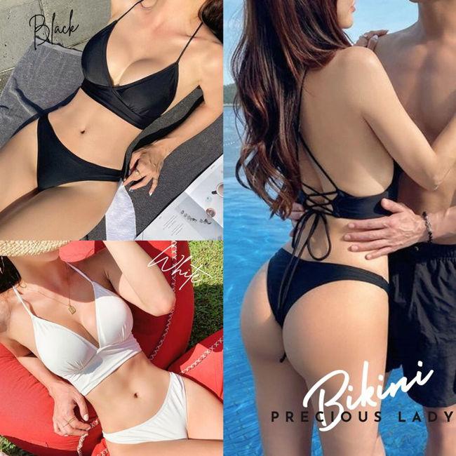 水着 レディース ブラック ホワイト バッククロス ブラジリアン