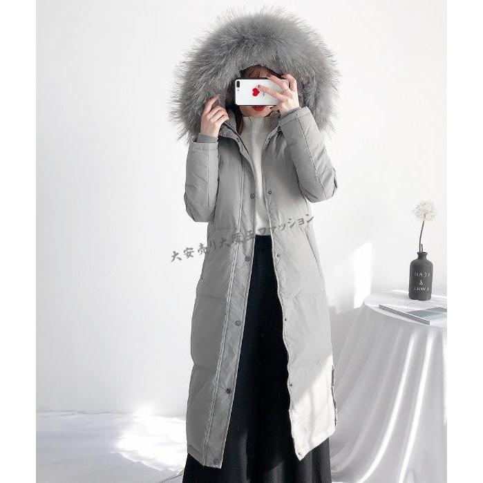 上品白ダウンコートレディースエレガント超ロングダウンジャケット