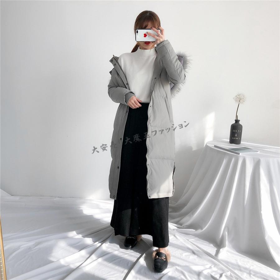 上品白ダウンコートレディースエレガント超ロングダウンジャケット