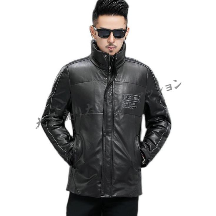 本革ダウンコートメンズ40代50代60代ショートダウンジャケット上品