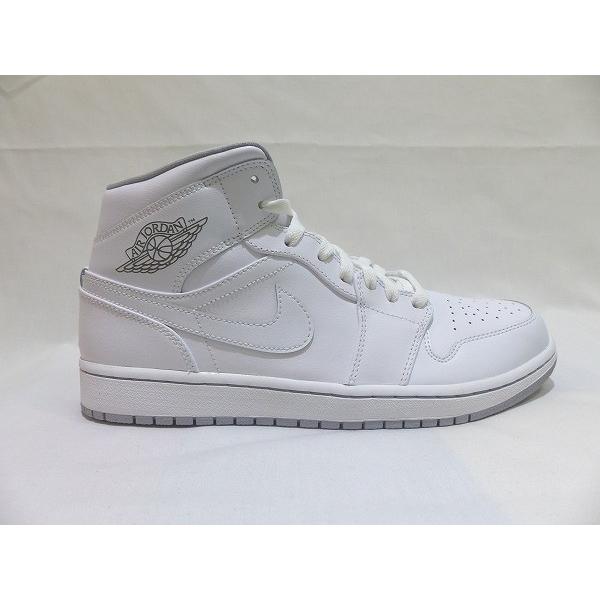 スニーカー メンズ　AIR JORDAN  1 MID NIKE　ナイキエアジョーダン 　ハイカット　ホワイト WHT　/WOLF GREY jo-sh003｜fashiondeep