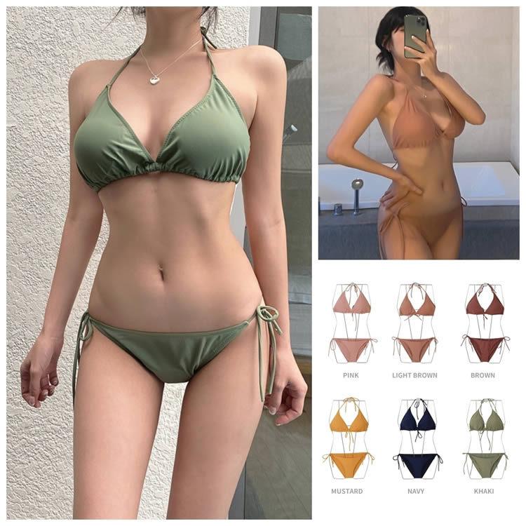 水着 シンプル セクシー トライアングル ビキニ レディース 三角ビキニ