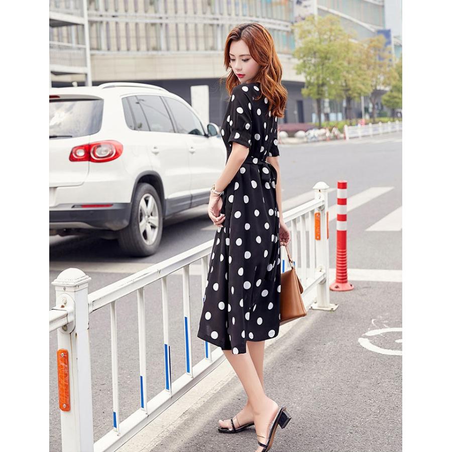 パーティドレス セレブファッション Aラインワンピース 夏新作 シフォン ドット柄 カジュアル スマート見えの優秀アイテム 送料無料 ファッション姫 通販 Yahoo ショッピング