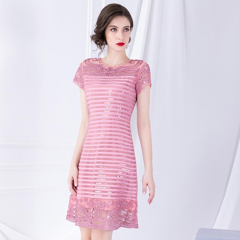 パーティドレス セレブファッション Aラインワンピース 夏新作 ビジュー装飾 巧みな刺繍で大人愛らしく 他と被らない 大人エレガント 初回限定お試し価格