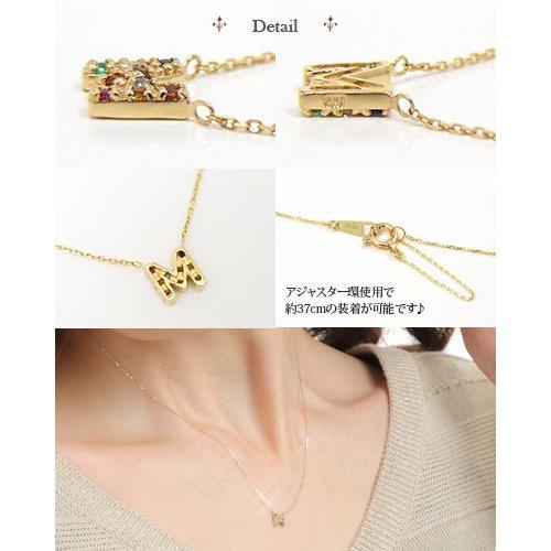 イニシャル ネックレス マルチストーン K10 10k K18 18k イニシャル ネックレス マルチストーン K10 10k K18 18k