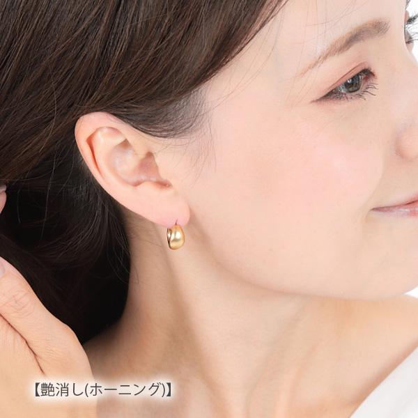 月甲 中折れ フープピアス ムーンピアス ピアス K18YG 18金 18k イエローゴールド 鏡面 マット ホーニング 艶消し げっこう ゲッコウ｜fashionjewelry-em｜08