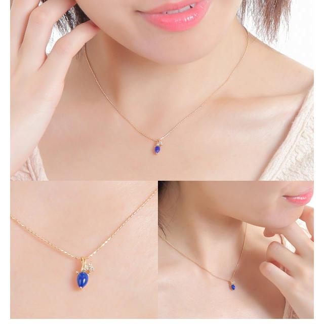 ラピスラズリ ダイヤモンド ネックレス 18k K18 18金 イエローゴールド ゴールド｜fashionjewelry-em｜03