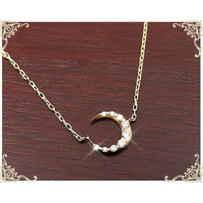 ダイヤモンド 三日月 ネックレス 18k K10/K18YG｜fashionjewelry-em