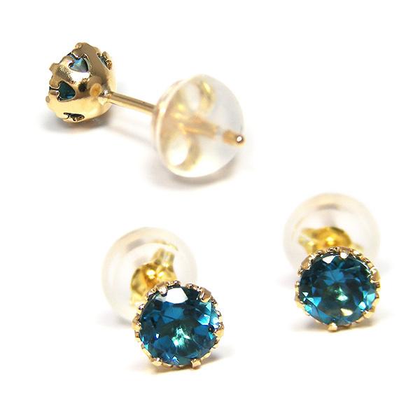 ロンドン ブルートパーズ ピアス K18YG 18金 18k 4mm イエロー ロンドン ブルートパーズ ピアス K18YG 18金 18k 4mm イエロー
