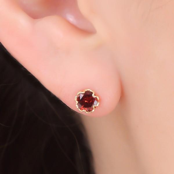 ガーネット ピアス 18k K18YG イエロー ゴールド スター 星 5mm ガーネット ピアス 18k K18YG イエロー ゴールド スター 星 5mm