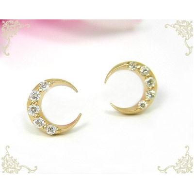 ダイヤモンド 三日月 ピアス イエロー ゴールド K10YG ダイヤモンド 三日月 ピアス イエロー ゴールド K10YG