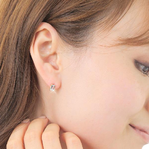 アクアマリン ピアス K10YG 10k 10金 バゲットカット スクエア アクアマリン ピアス K10YG 10k 10金 バゲットカット スクエア