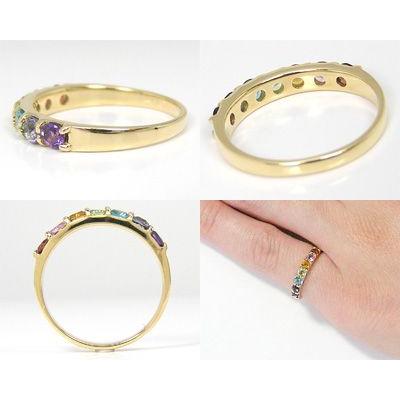 マルチストーン ピンキーリング リング お守り アミュレット 18k K18YG 18金｜fashionjewelry-em｜03