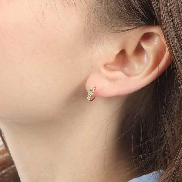 ペリドット フープピアス スナップピアス 18K K18YG イエローゴールド｜fashionjewelry-em｜02