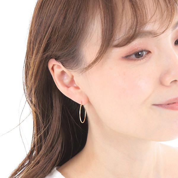 ゴールド 18k K18 パイプ フープピアス スナップピアス 1ペア 両耳 幅1.0mm 外径25.0mm｜fashionjewelry-em｜03