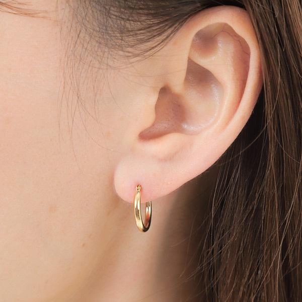 ゴールド 18k K18 パイプ フープピアス スナップピアス 1ペア 両耳 幅2.0mm 外径15.0mm レディース メンズ｜fashionjewelry-em｜04