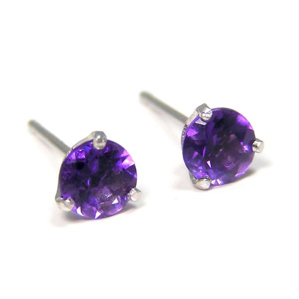 アメジスト プラチナ ピアス 4ｍｍ シンプル Pt900の画像