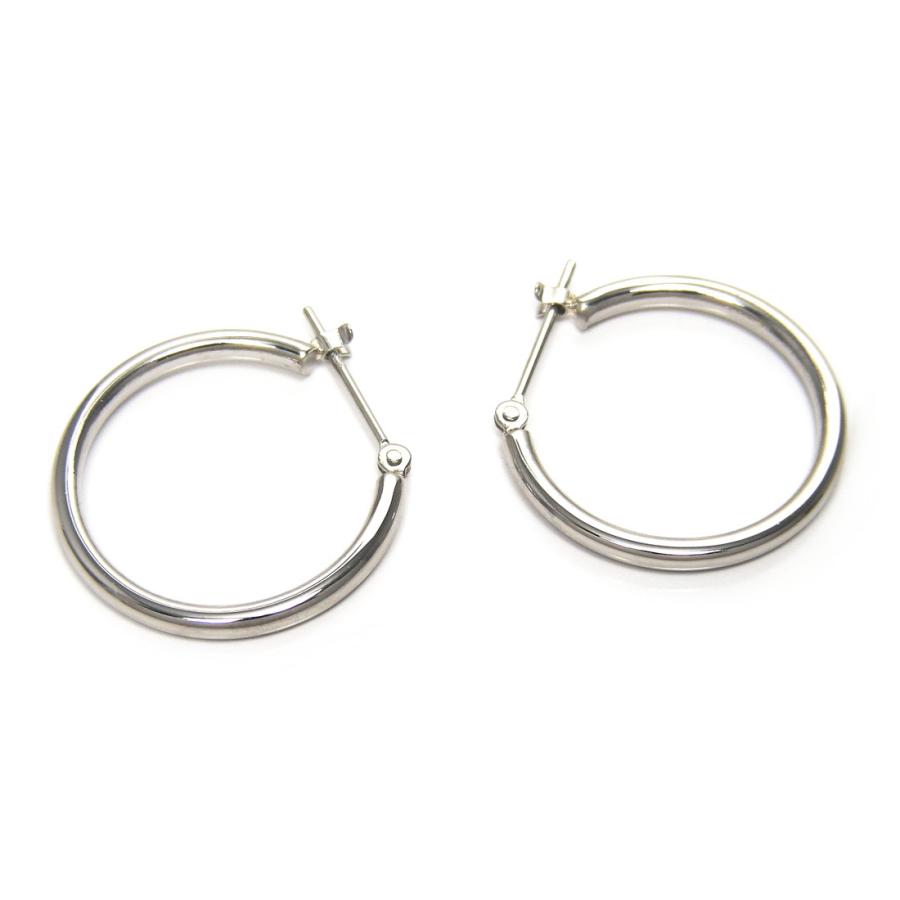 Pt900 プラチナ パイプ フープ ピアス スナップ 1ペア 両耳 幅2.0mm 外 