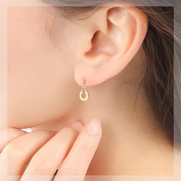 ホースシュー 馬蹄 ピアス K18PG 18k 18金 ピンク ゴールド ホースシュー 馬蹄 ピアス K18PG 18k 18金 ピンク ゴールド