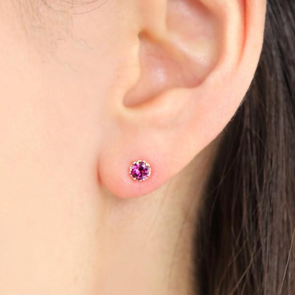 ロードライトガーネット ピアス K18PG 18k 18金 4mm ピンク ロードライトガーネット ピアス K18PG 18k 18金 4mm ピンク