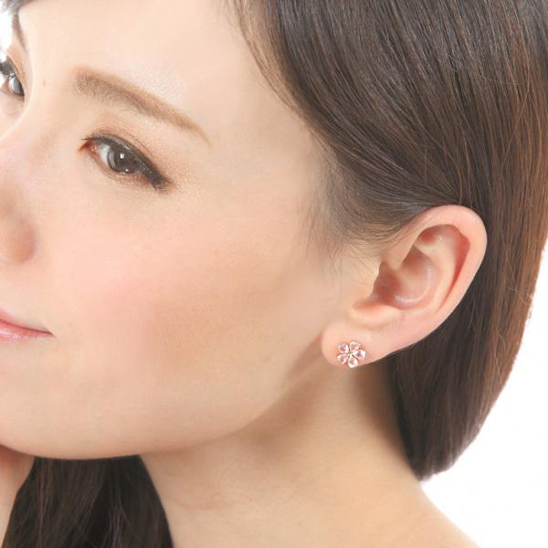 ローズクォーツ ピアス 桜 さくら K10PG 10K 10金 ピンクゴールド 花弁 花びらカット 大きい 大きめ｜fashionjewelry-em｜03