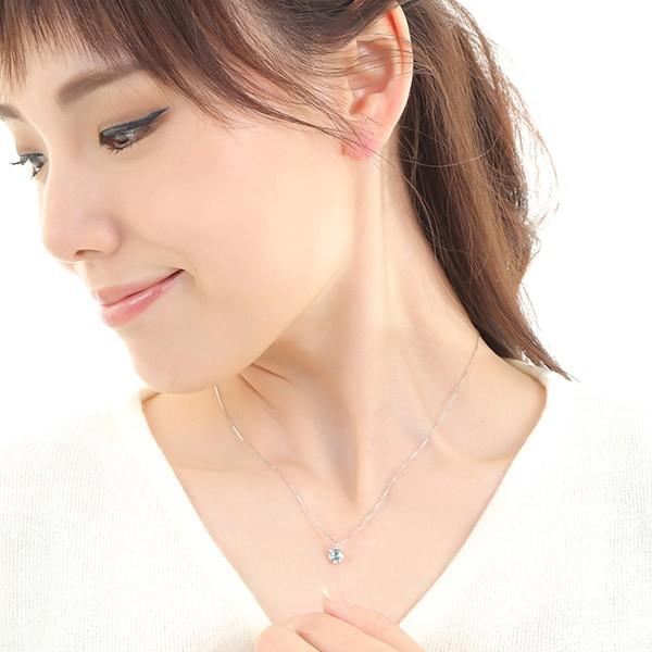 アクアマリン ネックレス 6mm ホワイト ゴールド K10WG アクアマリン ネックレス 6mm ホワイト ゴールド K10WG