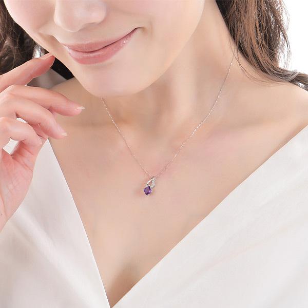 アメジスト ネックレス ダイヤモンド K10WG ホワイト ゴールド アメジスト ネックレス ダイヤモンド K10WG ホワイト ゴールド