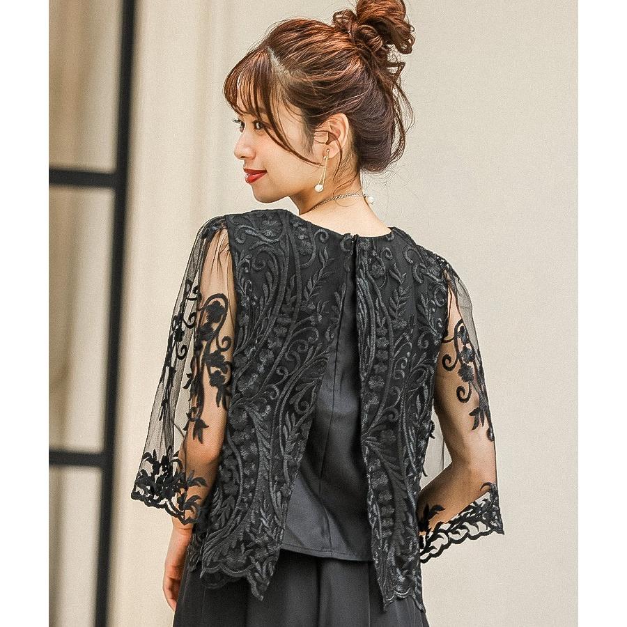 レーストップスワイドパンツドレス 結婚式 パンツドレス 袖あり セットアップ 大きいサイズ パーティドレス ロング レース ネイビー ブラック あすつく 送料無料 Am Fashionletter 通販 Yahoo ショッピング