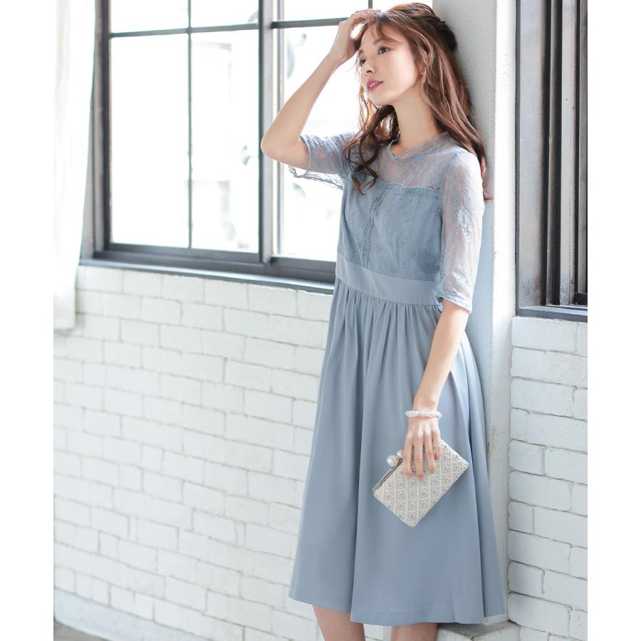 結婚式 ワンピース パーティードレス レース シフォン バックリボン 結婚式 ワンピース パーティードレス レース シフォン バックリボン