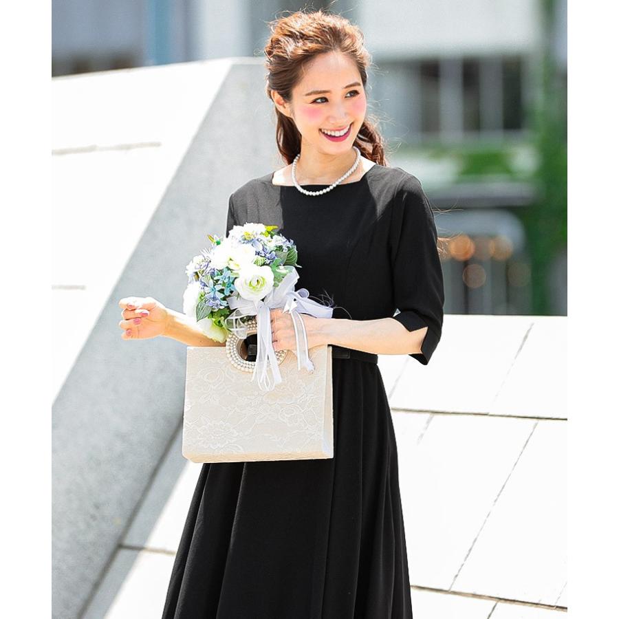 結婚式 ドレスワンピース オケージョンワンピース パーティードレス ハイウエスト ベルト付 七分袖 母 ママ 二次会 女子会 お呼ばれ 大きいサイズ_9