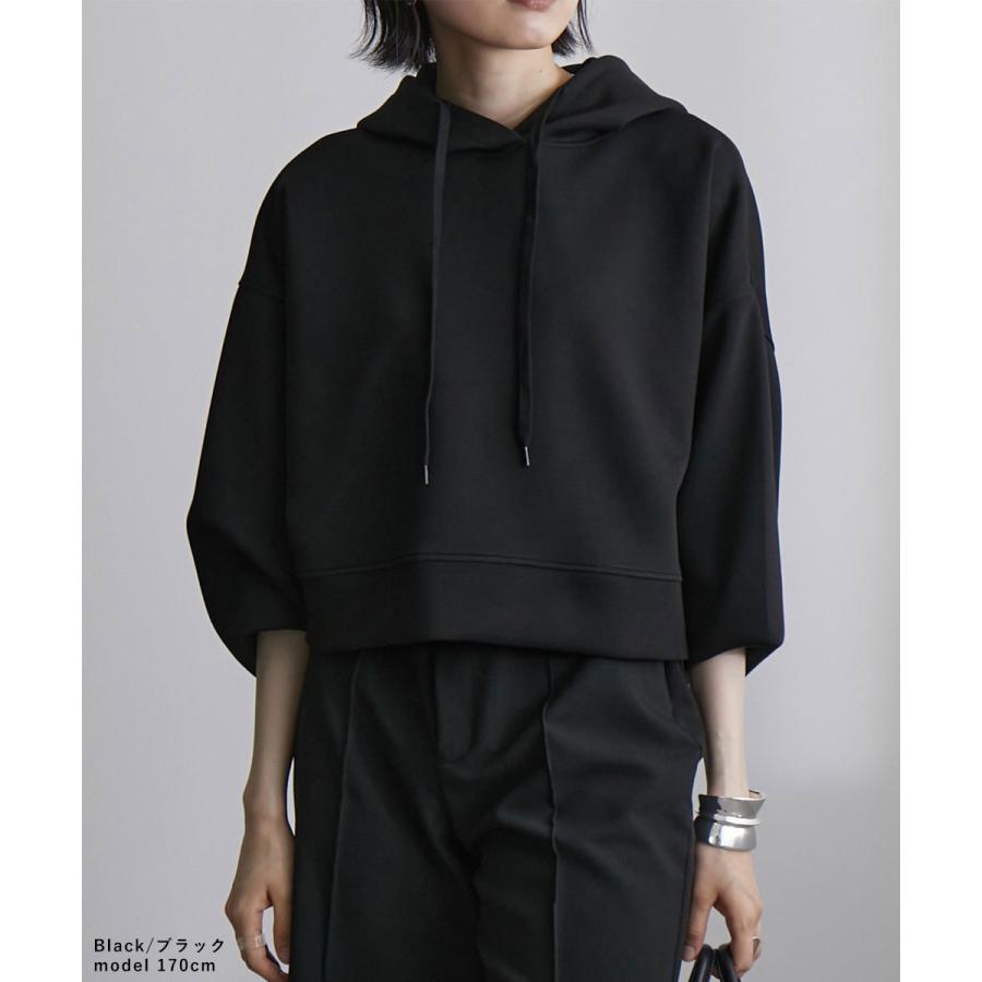 ポンチショート丈パーカー トップス パーカー レディース 長袖 mtm