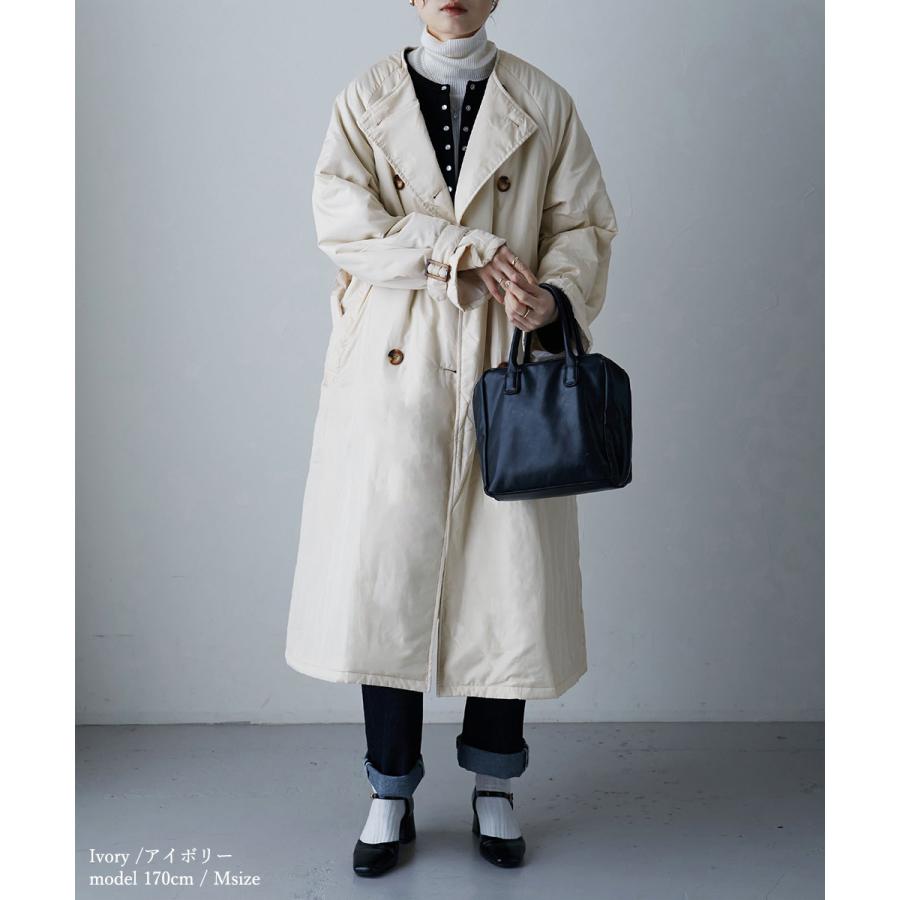 中綿 ノーカラー トレンチコート レディース アウター ぺディン コート ダウンコート ロングコート ノーカラー ロング丈 ビッグシルエット 中綿入り 羽織 Et Fashionletter 通販 Yahoo ショッピング