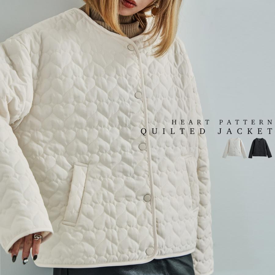 Fashion Letter ハート柄キルトジャケット キルティング Fashion Letter ハート柄キルトジャケット キルティング