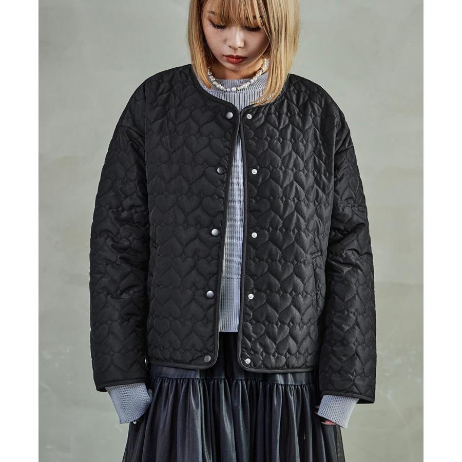 Fashion Letter ハート柄キルトジャケット キルティング Fashion Letter ハート柄キルトジャケット キルティング