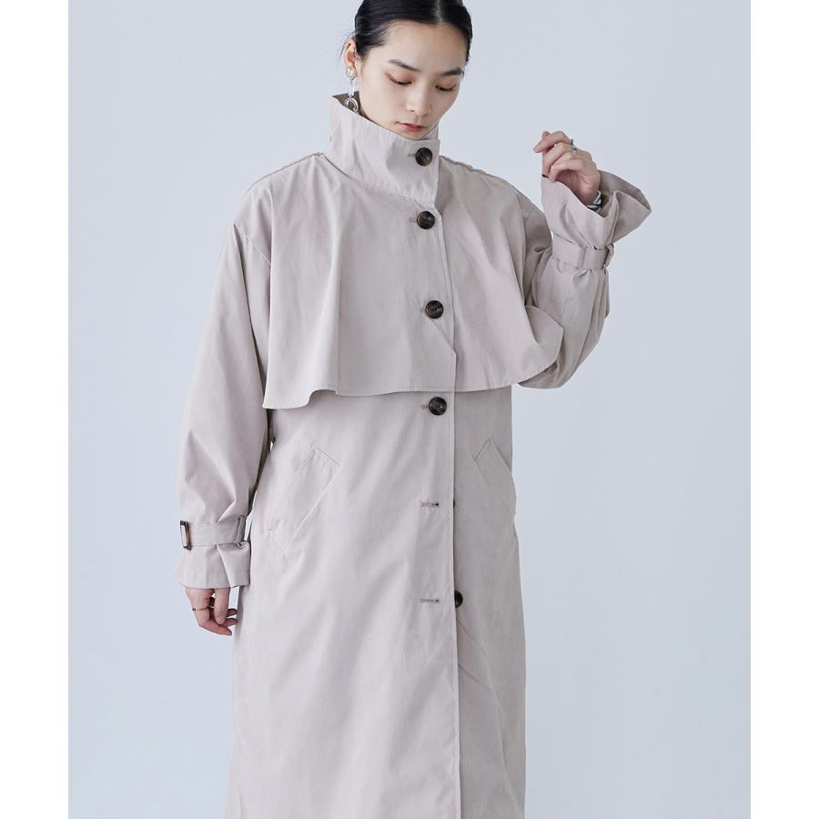 Fashion Letter 胸ヨーク付き スタンドカラートレンチコート Fashion Letter 胸ヨーク付き スタンドカラートレンチコート