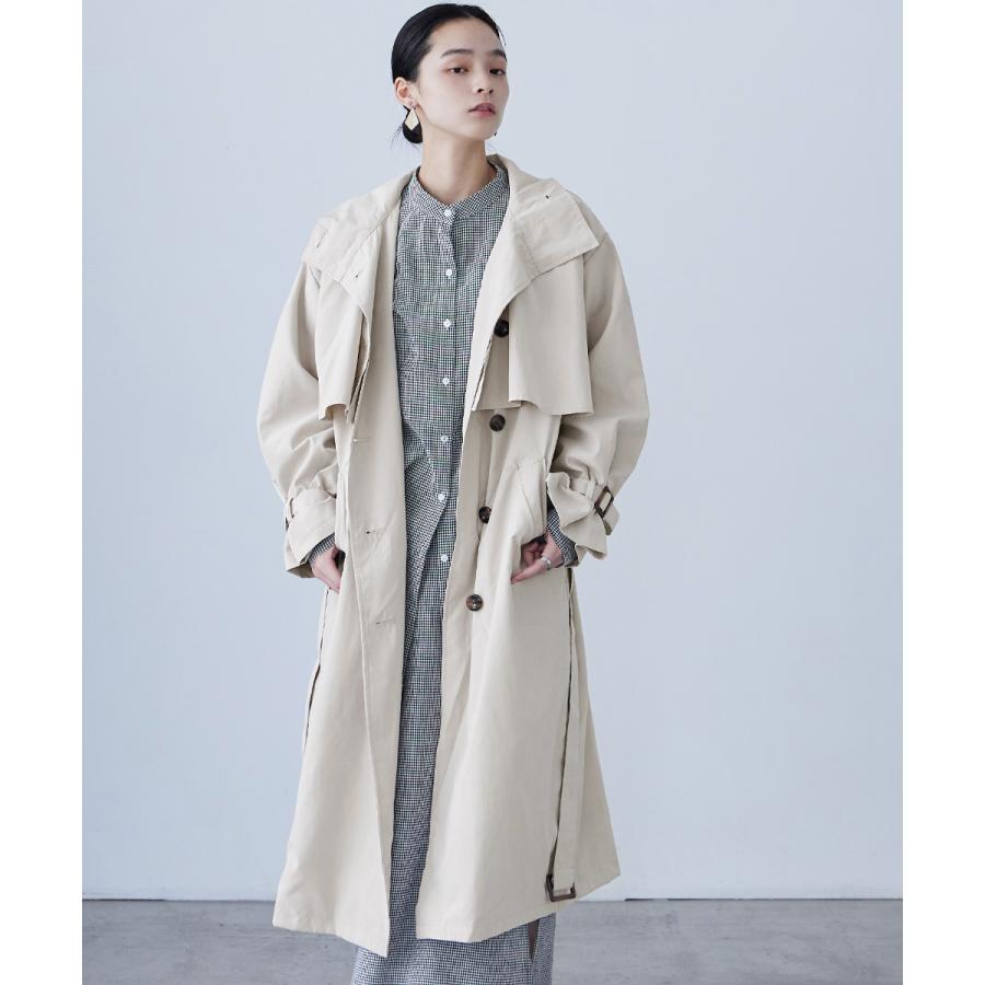 Fashion Letter 胸ヨーク付き スタンドカラートレンチコート Fashion Letter 胸ヨーク付き スタンドカラートレンチコート