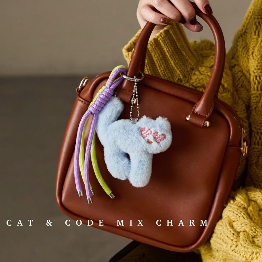 Fashion Letter ふわふわファー猫ストラップチャーム ねこ ネコ
