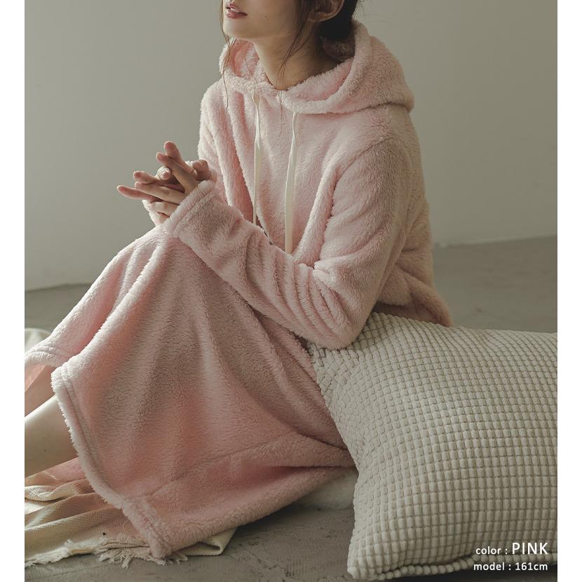あったかボア 裏起毛 ワンピース ボアルームウェア レディース ワンマイルウェア 大きいサイズ マタニティ パジャマ ワンピース 秋冬 長袖 Hw8193 Fashionletter 通販 Yahoo ショッピング