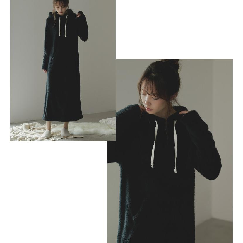 あったかボア 裏起毛 ワンピース ボアルームウェア レディース ワンマイルウェア 大きいサイズ マタニティ パジャマ ワンピース 秋冬 長袖 Hw8193 Fashionletter 通販 Yahoo ショッピング