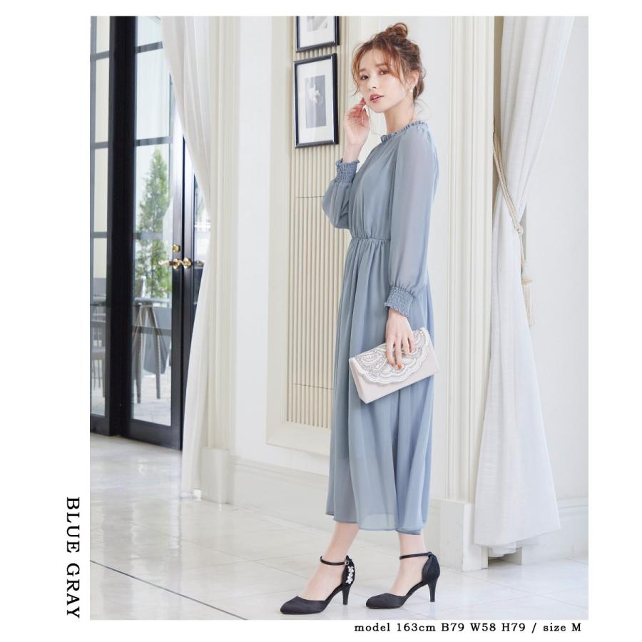 結婚式 ワンピース パーティードレス シンプル M L ゆったり 無地 マタニティ 妊婦 産前 産後 体型カバー ウエストゴム ミモレ丈 長袖 袖あり オケージョン N Fashionletter 通販 Yahoo ショッピング