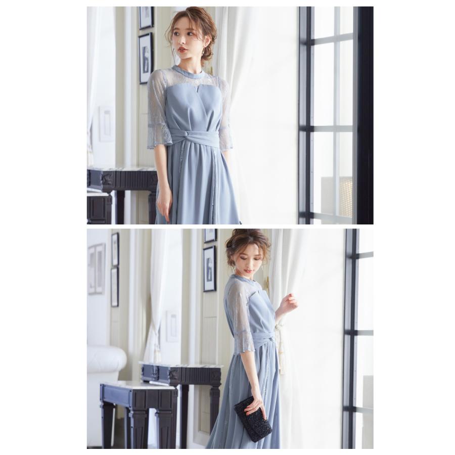 結婚式 ワンピース パーティードレス 大きいサイズ 小さいサイズ 低身長 ビスチェ チュール ロング シアー 透け感 スカラップ ウエストゴム 7分袖 袖あり N Fashionletter 通販 Yahoo ショッピング